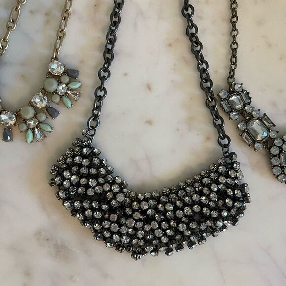 J. Crew Statement Rhinestone Crystal Necklace Trio - Picture 6 of 14